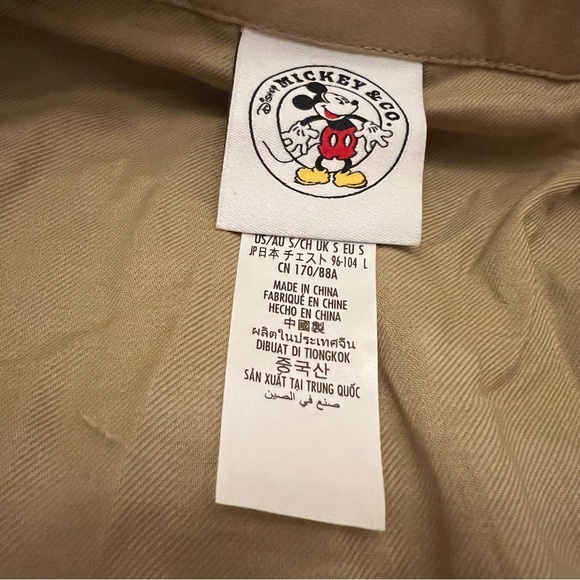 Mickey Mouse Graphic Zip Up Khaki Bomber Moto Jacket - Picture 8 of 8